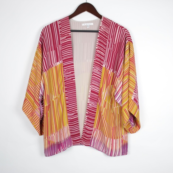 CAbi Sweaters - CAbi Multi-Colored Stripe Kimono Shrug SMALL